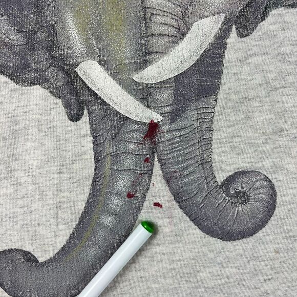 Vtg 1992 Africa Large Elephant Safari AOP T-Shirt Single Stitch Gray L *Read - Picture 3 of 14